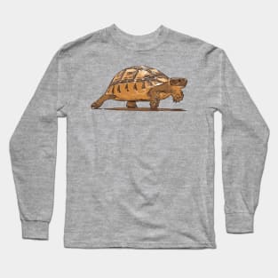 Cartoon Portrait Of Wild Baby Tortoise Plodding Long Sleeve T-Shirt